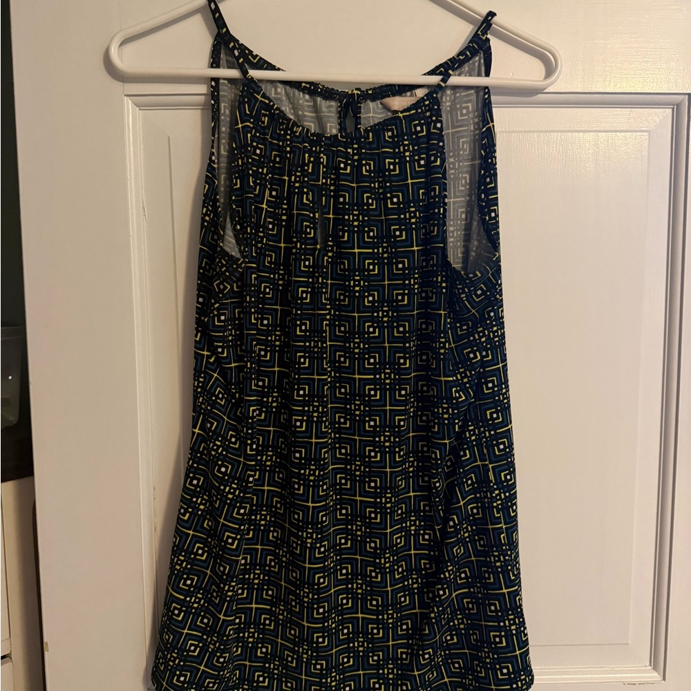 Banana Republic Black Blue and Yellow Patterned top
